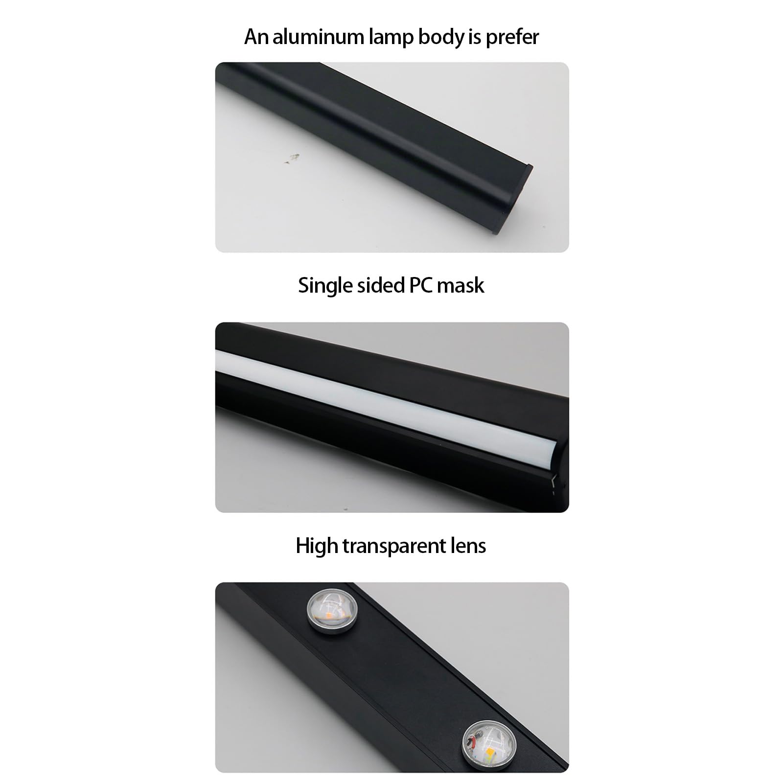 Apliques LED de Pared para Exteriores, IP65, Impermeables, Modernos, Negros, rectangulares, de Aluminio con Foco para Caminos, pasillos, terrazas y baños (100 cm, luz Blanca).