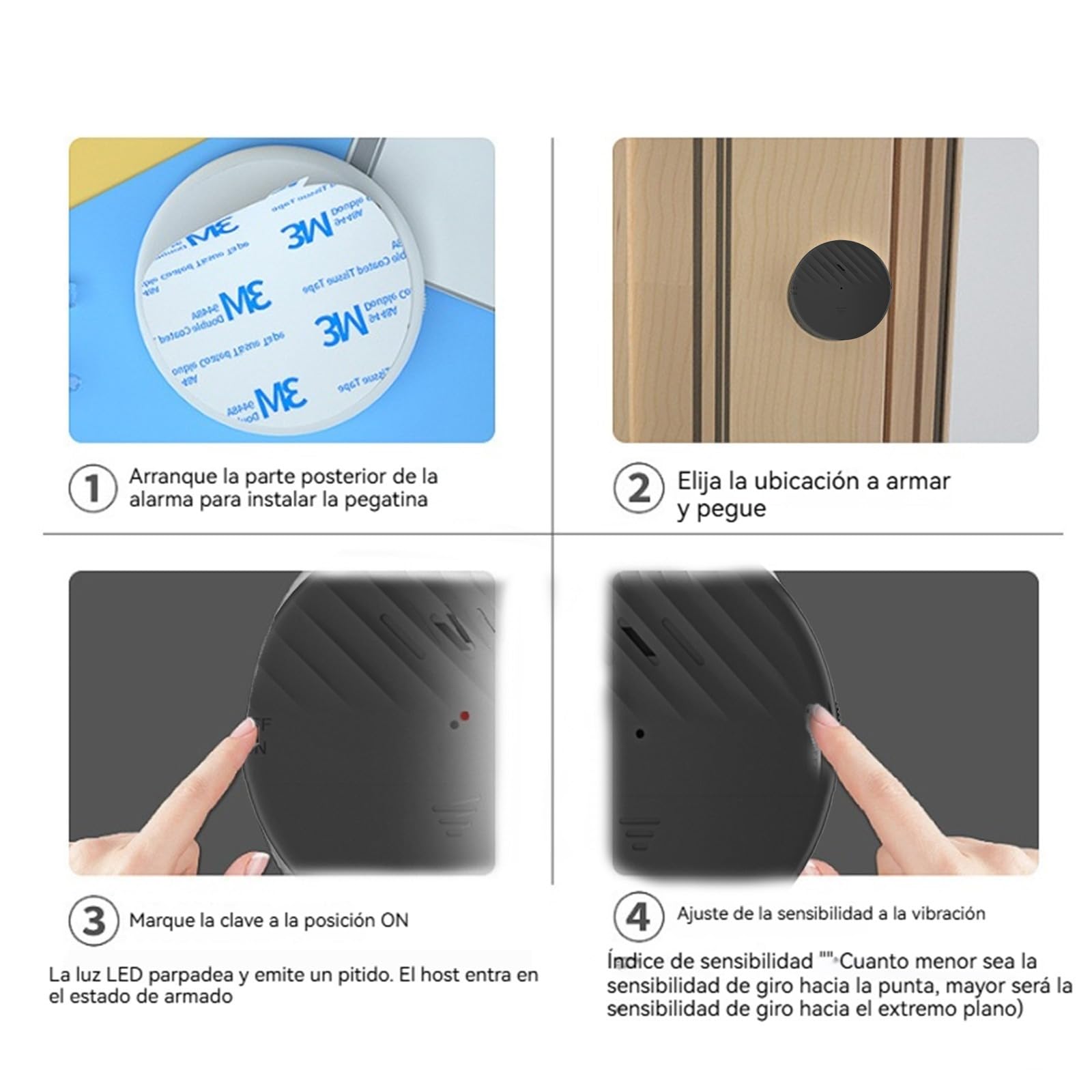 2 PCS Alarma Puerta,sensores de vibración Inteligentes WiFi, Alarma de Sensor de Rotura de Cristal de Ventana, para monitorear el Estado de Todas Las Puertas y Ventanas
