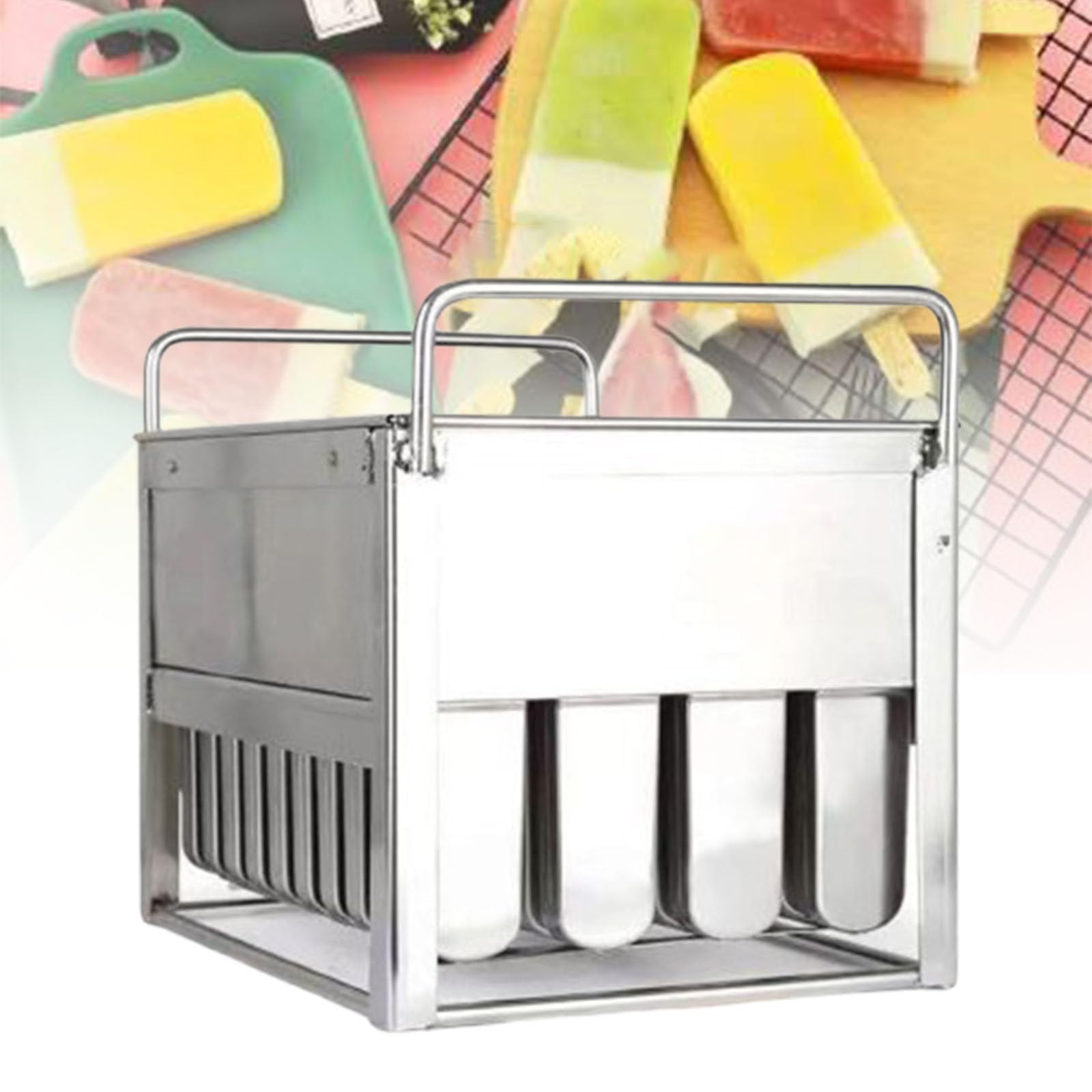 Máquina para hacer paletas de hielo con moldes de acero inoxidable para golosinas congeladas caseras, fabricación profesional de postres