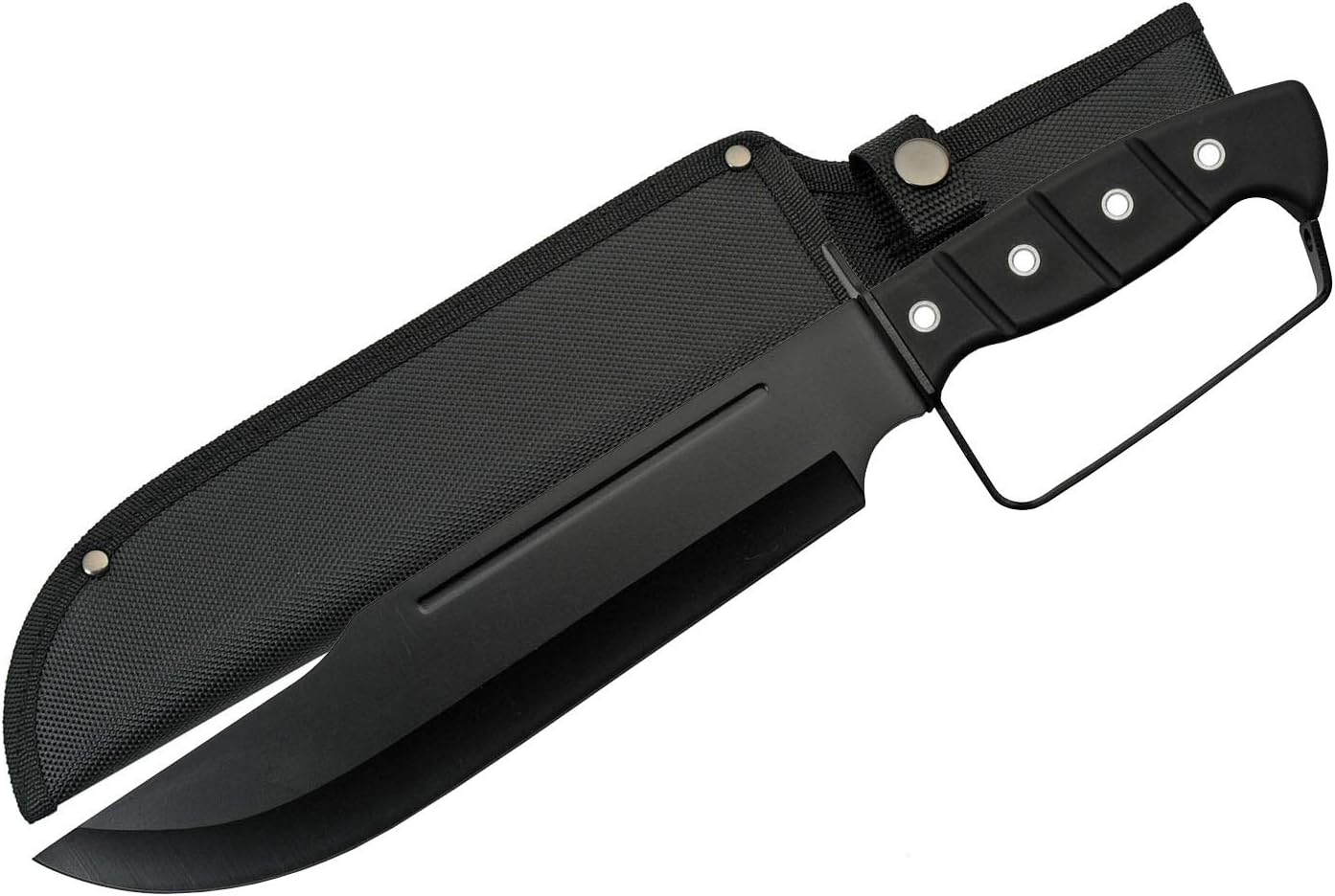 SZCO Full Tang Bowie Knife 15 Inch - Black Camping Knife with D-Guard Handle, Stainless Steel Blade & Sheath for Hunting, Camping & Outdoor Uses