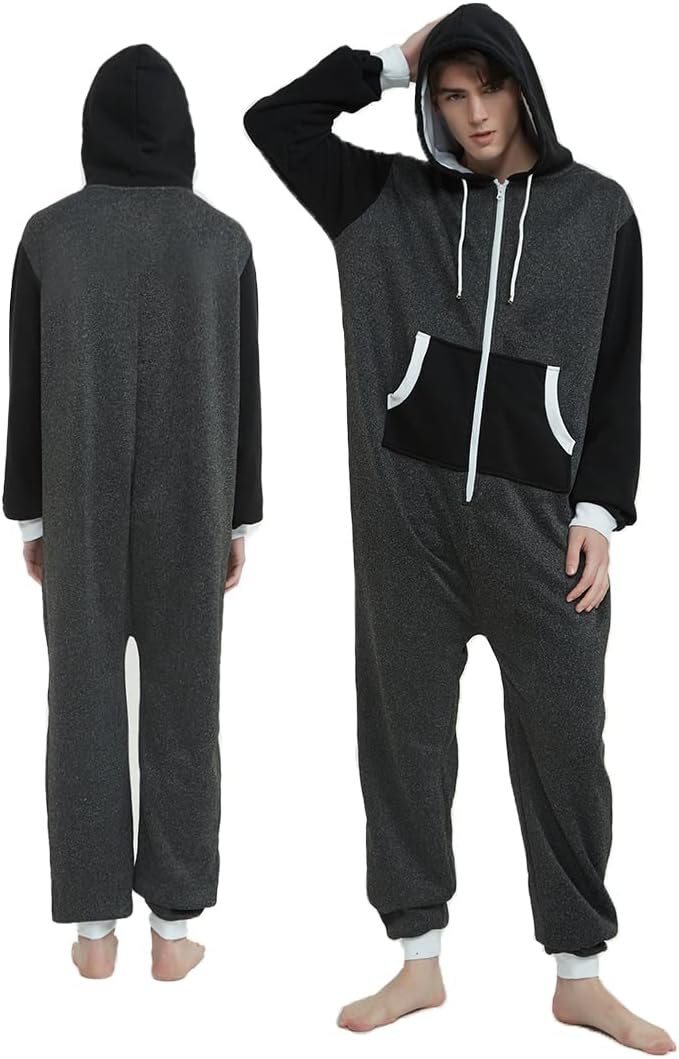 Laahoem Unisex Adult Pajamas Hooded Men Women Jumpsuit Zip Sportwear - Image 5