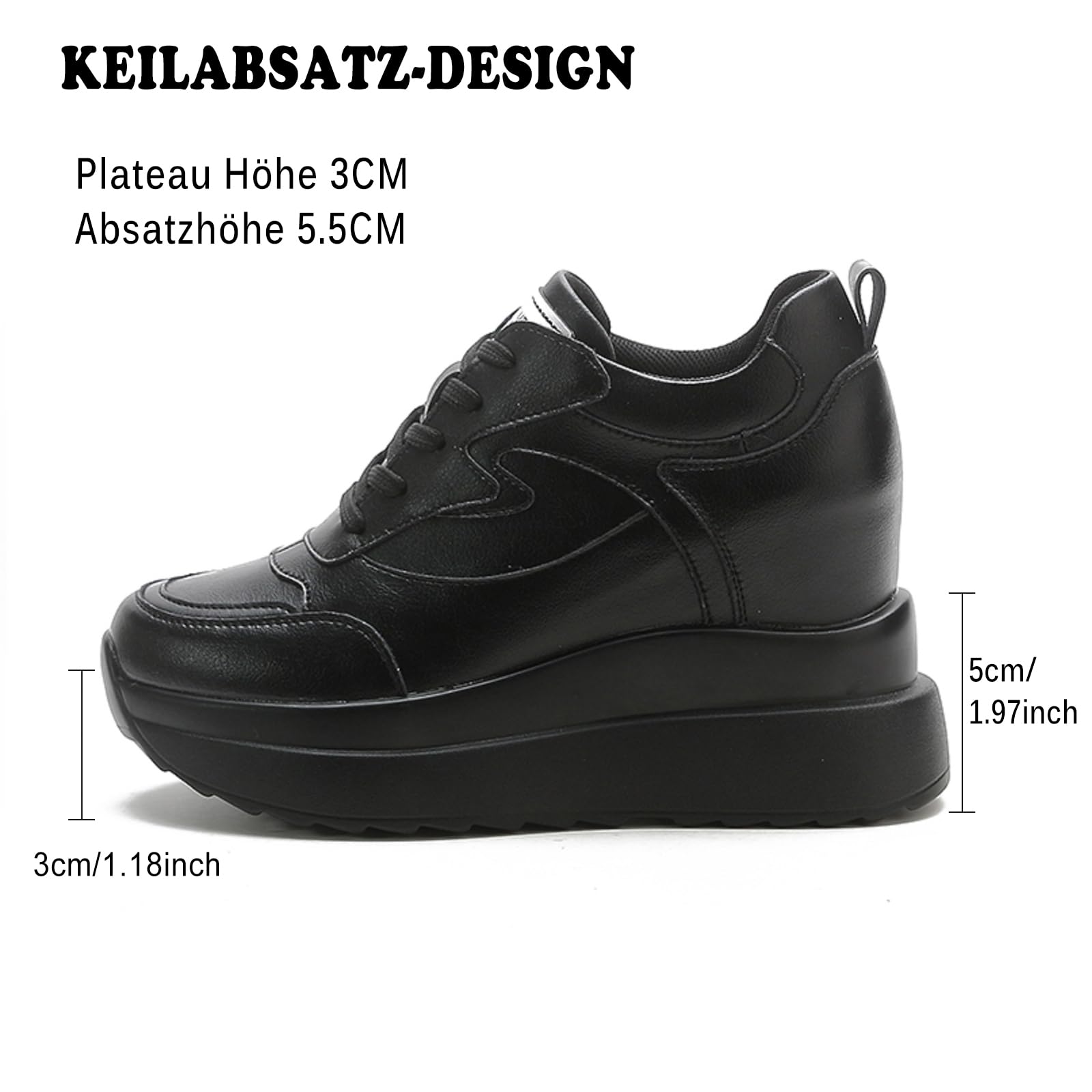 AONEGOLD Sneakers Zeppa Interna Donna Scarpe da Ginnastica Moda Pelle Alte Piattaforma Sportive Casual Scarpe Zeppa Interna con Tacco 10 cm