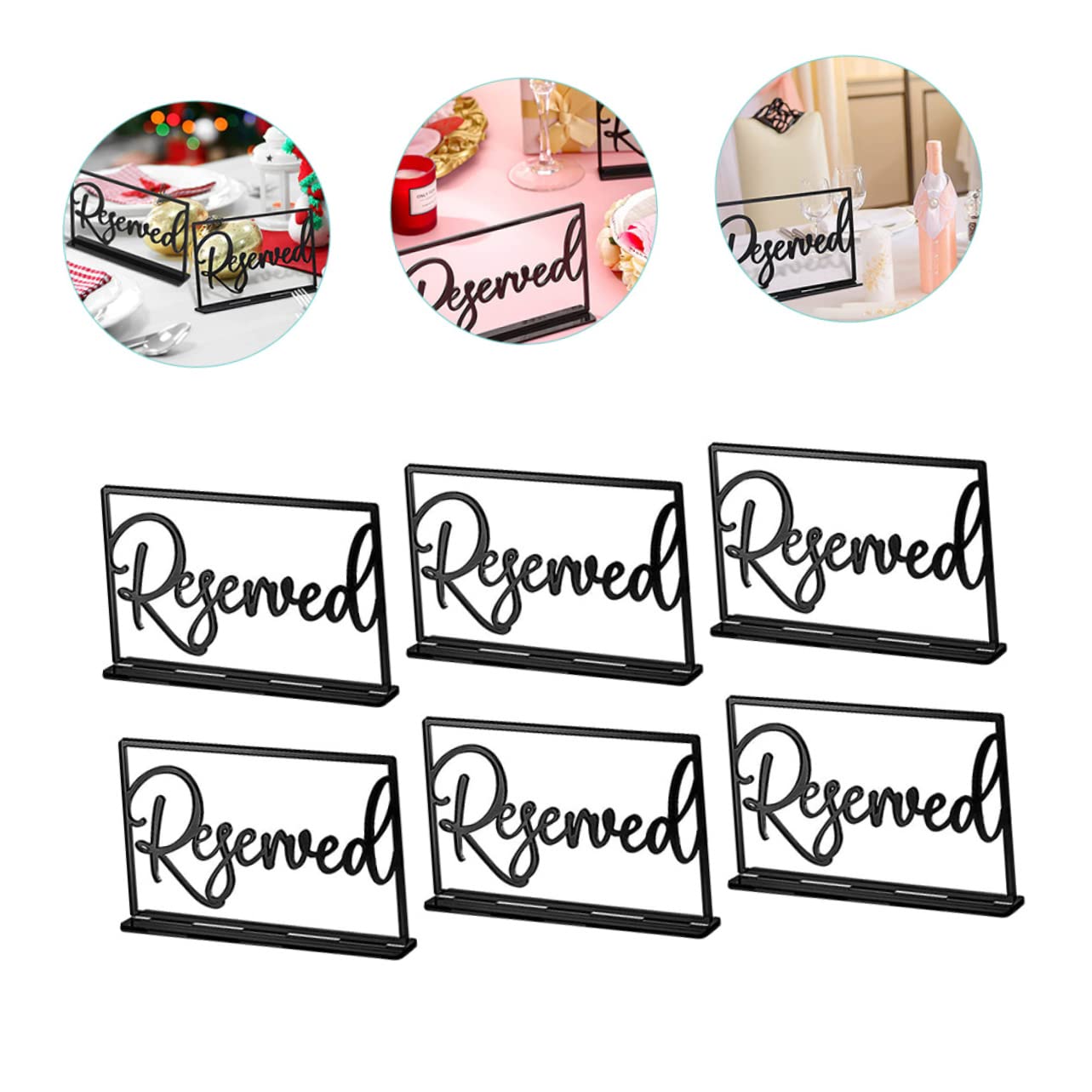 Amosfun 12 Piezas Tablero De Reserva De Asientos Titular De Tarjetas De Lugar De Bodas Letreros Decorativos De Asientos Reservados Signo Reservado De Boda Signos De Mesa Black Acrílico