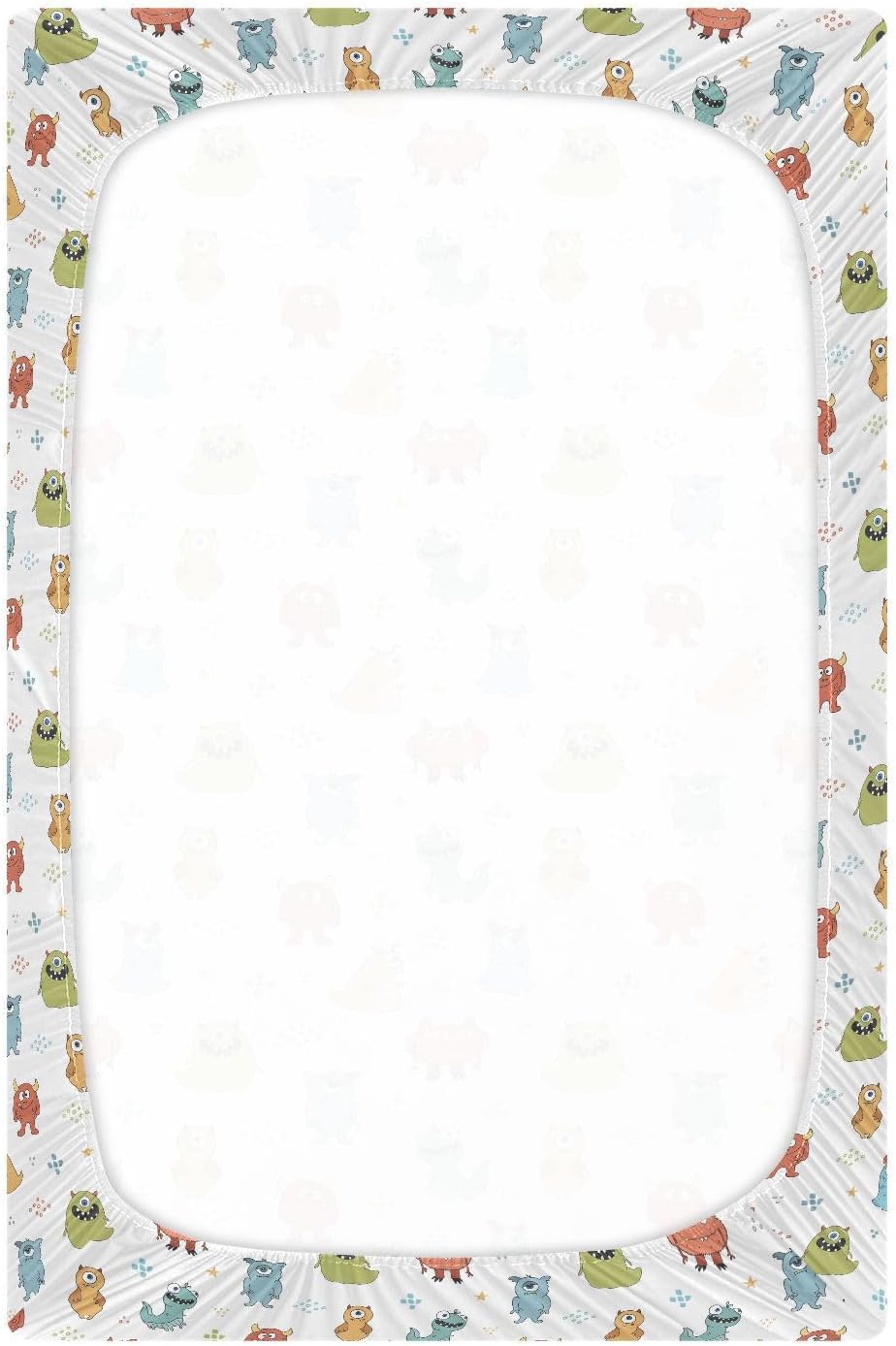 Cute Monsters Crib Sheets for Boys Girls - Portable Microfiber Fitted Crib Sheet for Standard Crib and Toddler Mattress, Soft & Breathable, 28x52 Inch