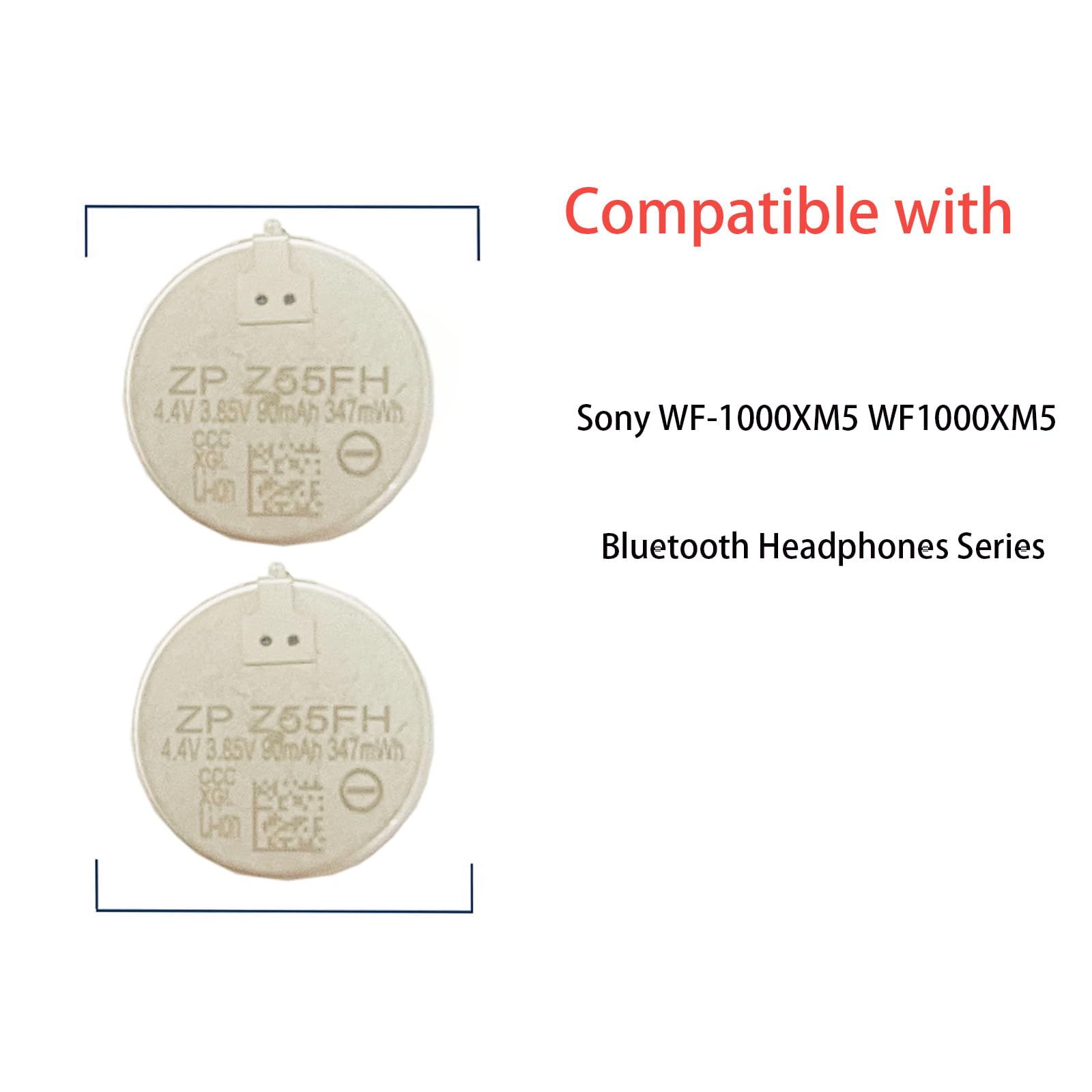 Nuovi aggiornamenti nel 2024 Z55FH - Batteria sostitutiva Aousavo Z55FH, compatibile con So-ny WF-1000XM5 WF1000XM5 Bluetooth Headphones Series Z55FH, 2 pezzi