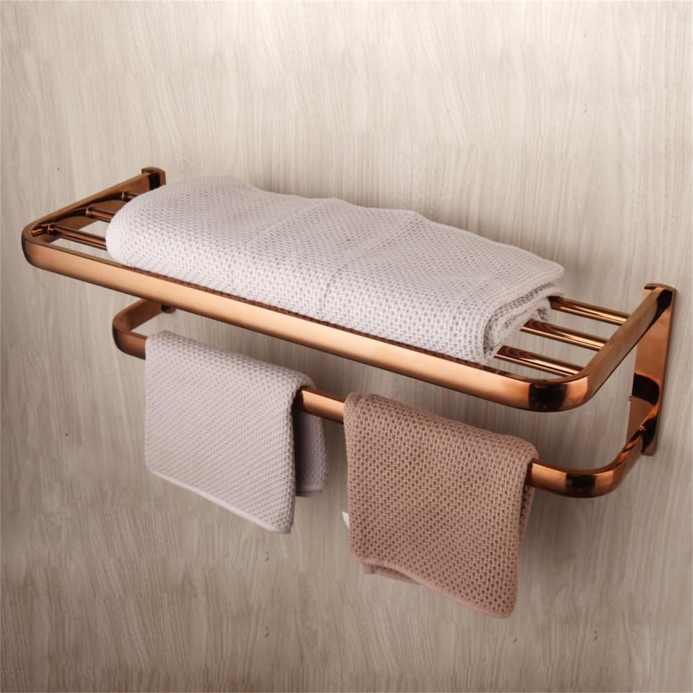 Accesorios de baño de Oro Rosa, Cepillo de baño de latón Macizo, Soporte de Papel, jabonera, Estante de Toalla, Kit Combinado de Montaje en Pared, Soporte de Toalla MF