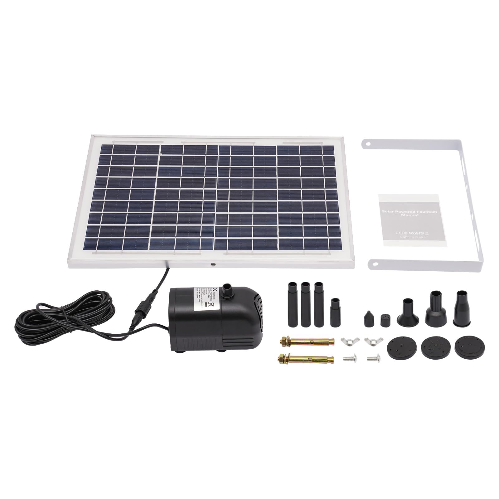 Solar Wasserpumpe 1000L/h 10W, Solar Brunnenpumpe mit 1.5m Förderhöhe, Solar Teichpumpe IP68 wasserdicht, Solar Fountain Pump für Vogelbad Gartenteich, inkl Solarpanel