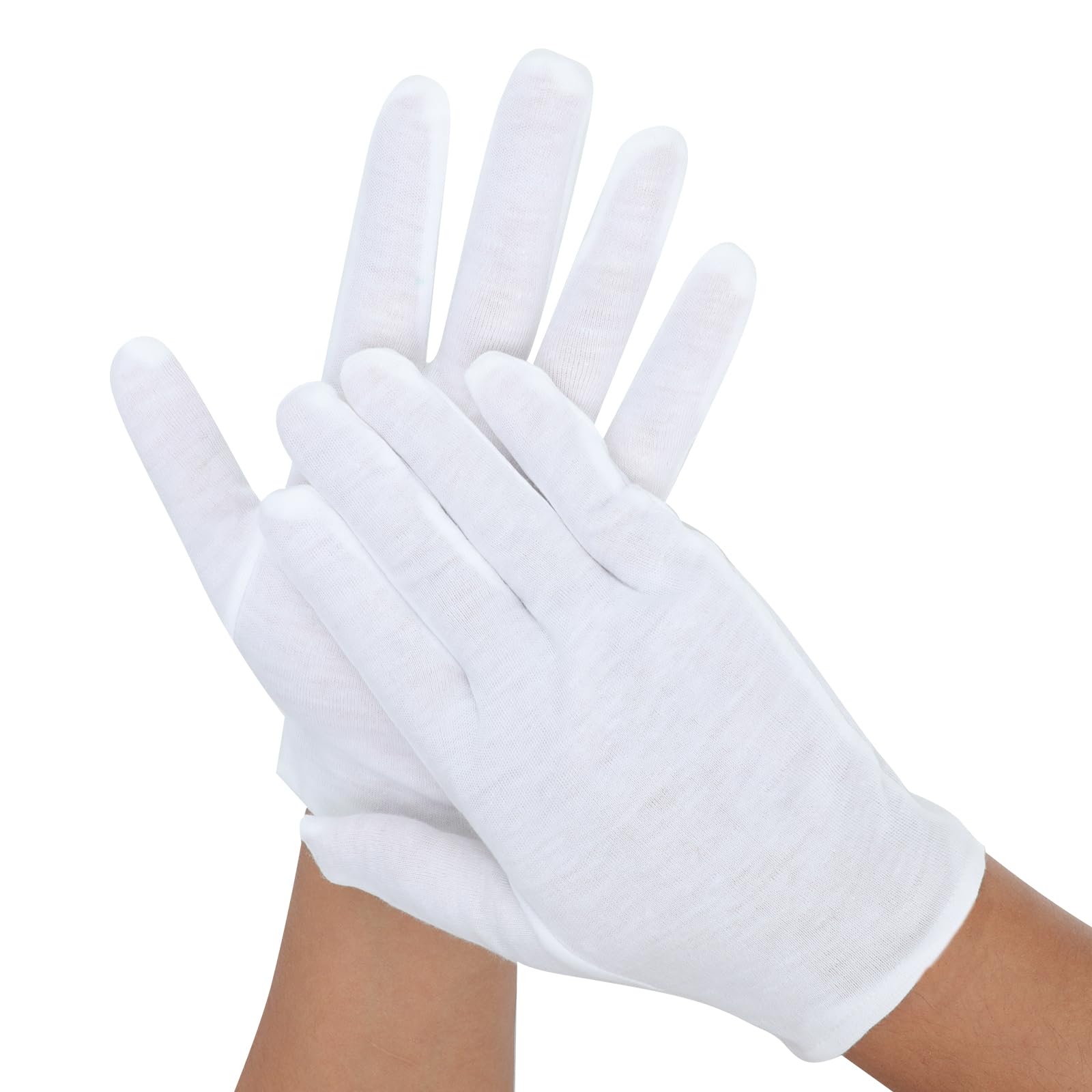 Senkary Lot de 10 paires de gants en coton blanc pour homme et femme, gants de travail en tissu pour la manipulation artistique, la photographie, la photographie, l'inspection de bijoux en pièces de