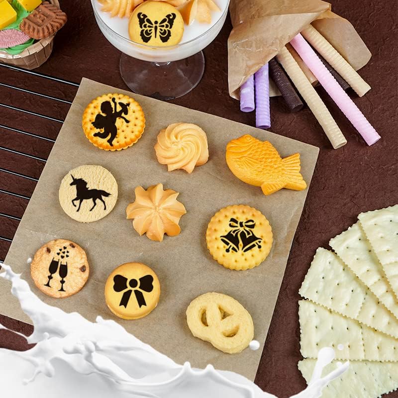 Miniatura 6 de 44 plantillas de arte de café + 2 agitadores de polvo de malla de acero, plantillas de decoración de café Magnoloran para galletas, molde de pintura