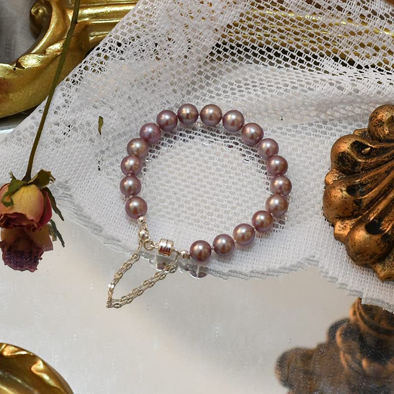 Pulsera De Mujer De Perlas Naturales De Agua Dulce De 7-8mm Regalo De Joyería De Boda De Plata De Ley 925