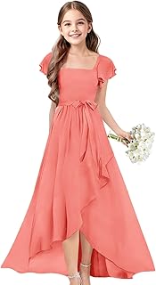 Chiffon Flower Girls Dresses Cap Sleeve Junior Bridesmaid Dress A Line Girls Wedding Party Dress - Buy now