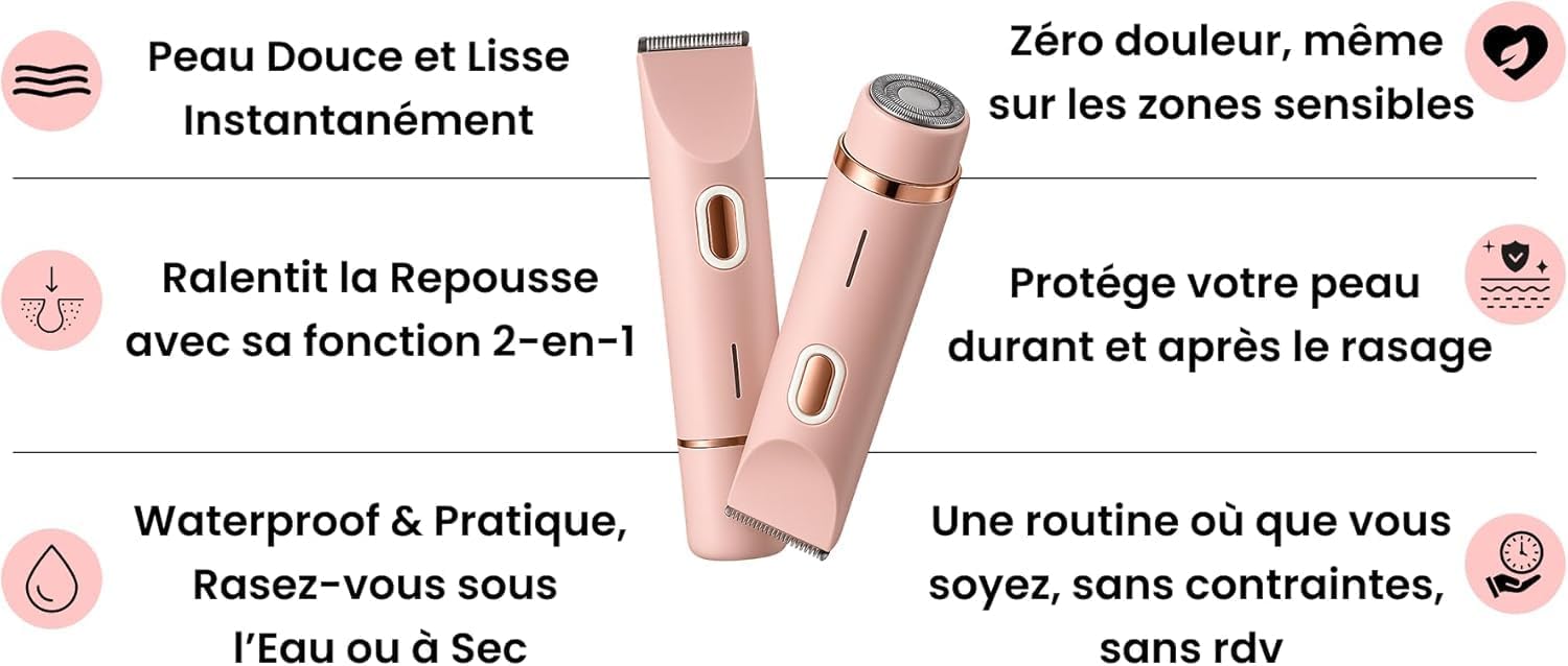 Rasoir Klyne Femme,2026 Nouveau Klyne Tondeuse À Double Tête Femme,Tondeuse Intime & Sourcils,Étanche Ipx7,Recharge Usb,Pour Jambes,Aisselles.Bikini Et Nez (Rose)