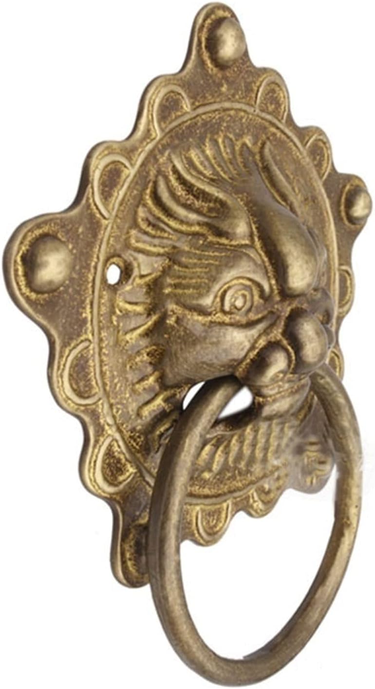 Door knocker,Decorative Front door Brass Chinese Monster Door knocker (Color : Brass)