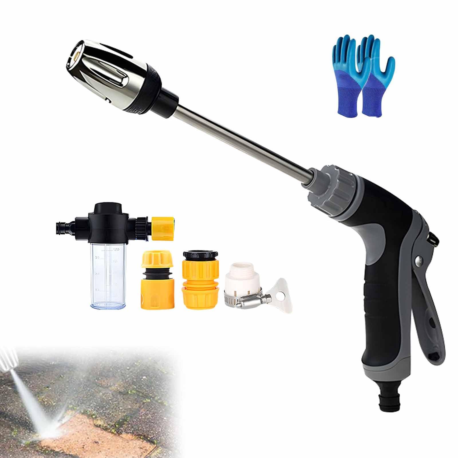 Pressure Washer, High Pressure Water Gun, Waterblitz Jet Washer, Adjustable Sprayer, Stainless Steel Cleaning Tool for Car Wash, Patio, Driveway and Decking (C)