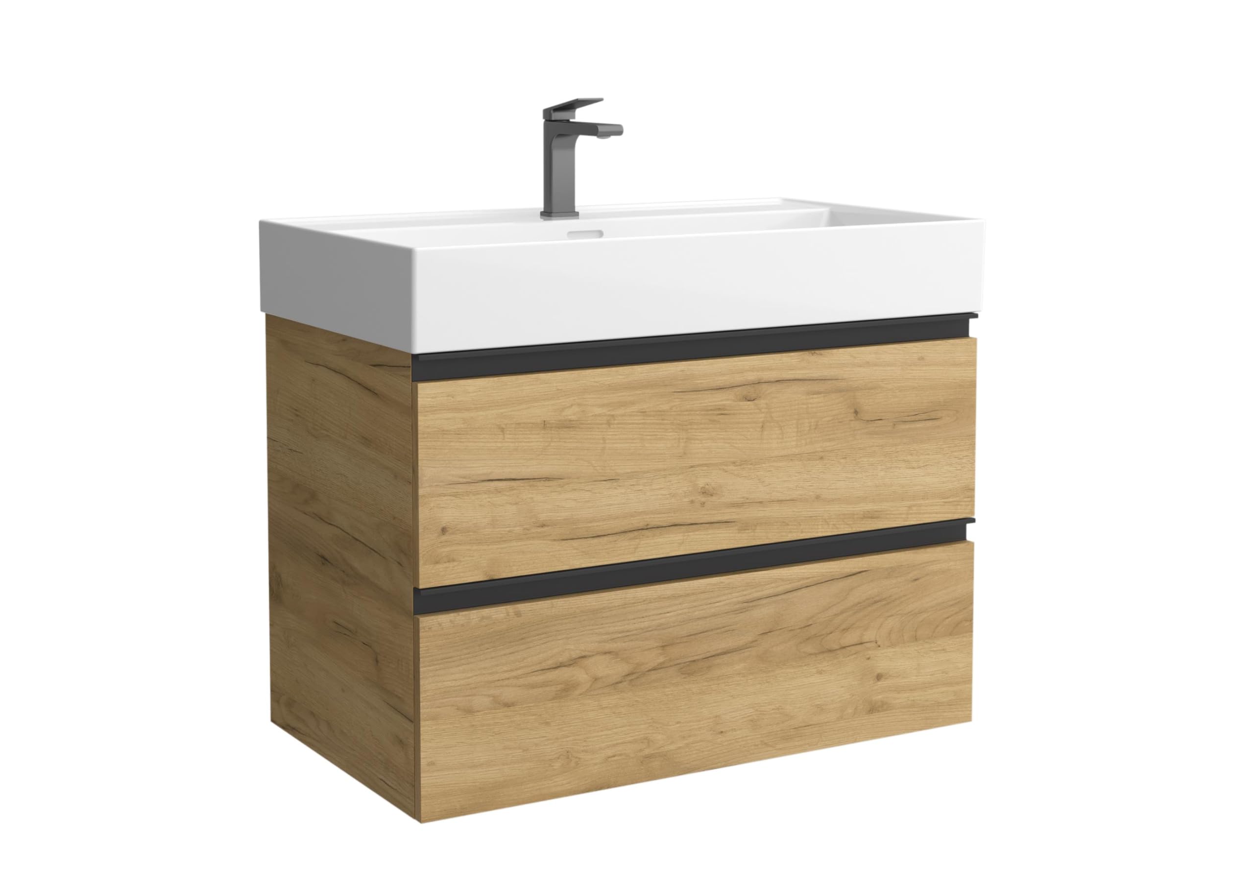Mueble de Baño BEQUIA Metal 100cm Roble | Lavabo Veneto Porcelana Centrado