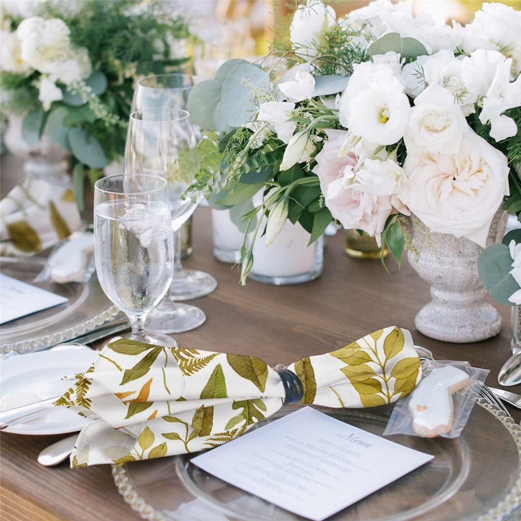Autumn Maple Texture Cloth Napkins Set Festive Banquet Wedding Decor Tea Towel Kitchen Dinner Table(8pcs)