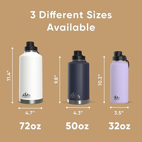 Miniatura 5 de Hydrapeak - Botella de agua de 32 onzas, con tapa Chug, reutilizable, de acero inoxidable, a prueba de fugas, aislamiento térmico al vacío de doble