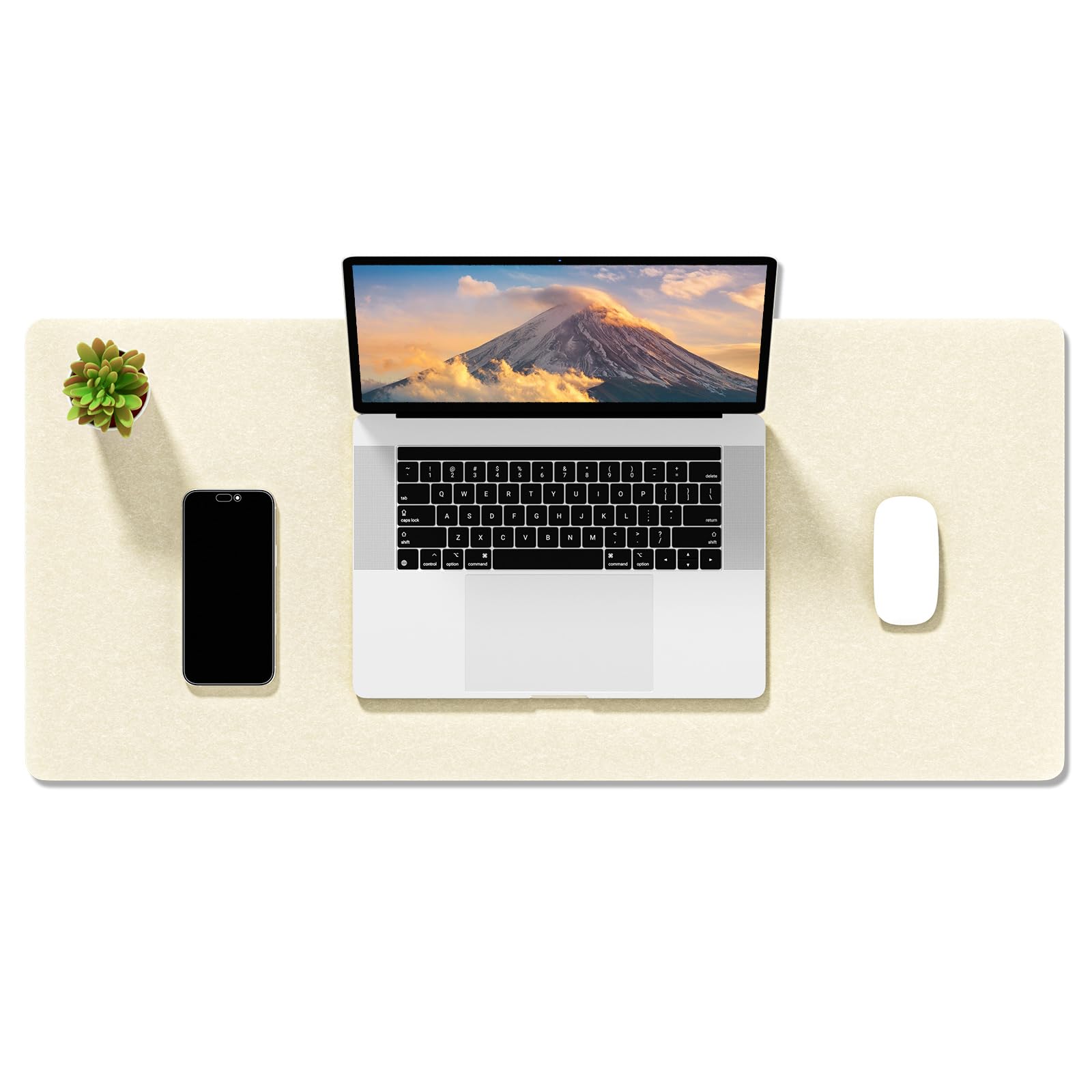 Auhoahsil Felt Desk Mat, Minimalist Large Mouse Pad XL 31.5 X 11