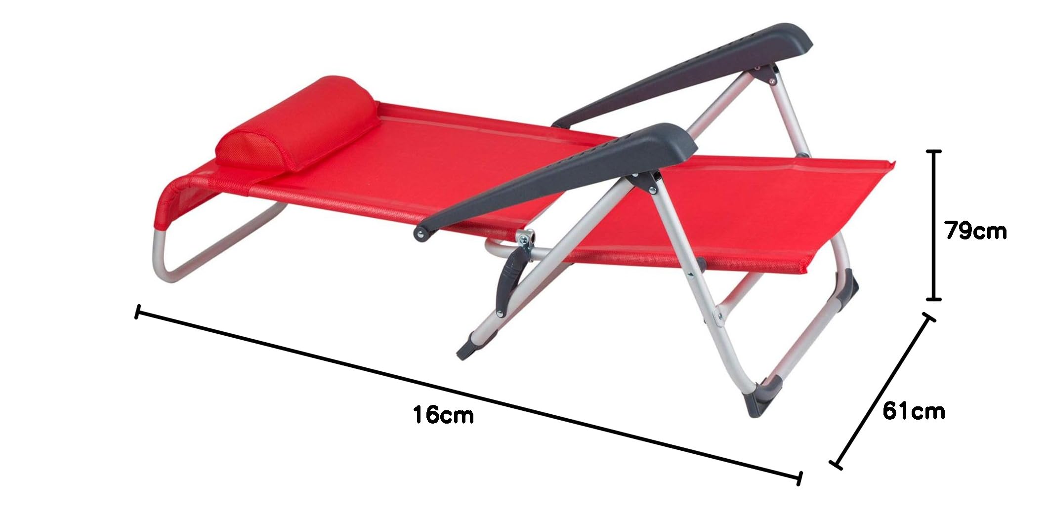 Bo-Camp Aluminiowe krzesło plażowe, leżak kempingowy, składany, krzesło ogrodowe, niski poziom 100 kg