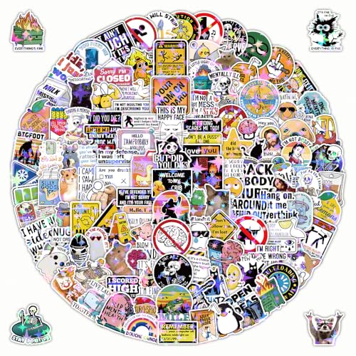 200 PCS Funny Holographic Stickers for Adults,Meme Vinyl Sarcastic Stickers