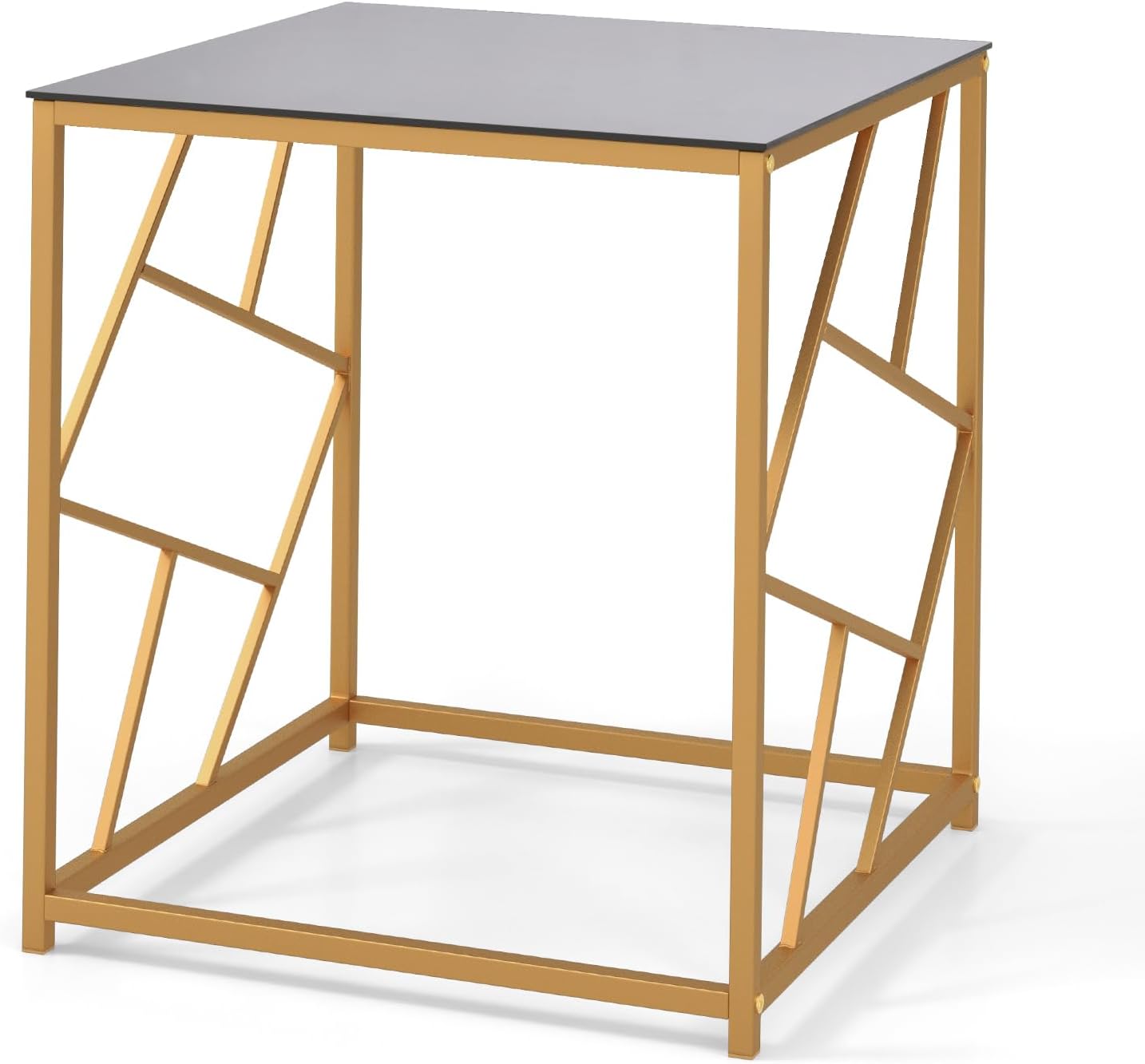 CASART Tempered Glass Bedside Table, Nightstand End Table with