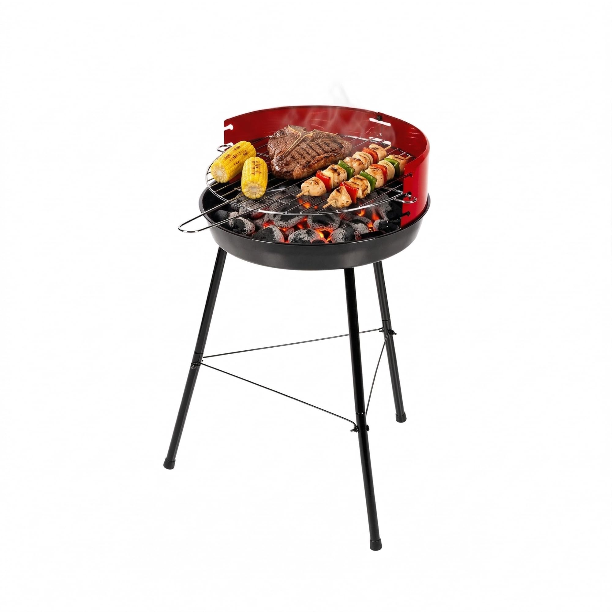 Amig - Barbecue a carbone - 57 x 54 x 84 cm - Nero - Realizzata in Acciaio - Giardino e patio - per terrazza e balcone con dimensioni adatte a spazi ridotti, uso pratico. Mod. FENIX