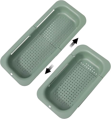 Miniatura 1 de Coladores y coladores plegables para fregadero, cesta extensible de plástico para frutas y verduras, cesta escurridor para cocina (longitud 13.6 a
