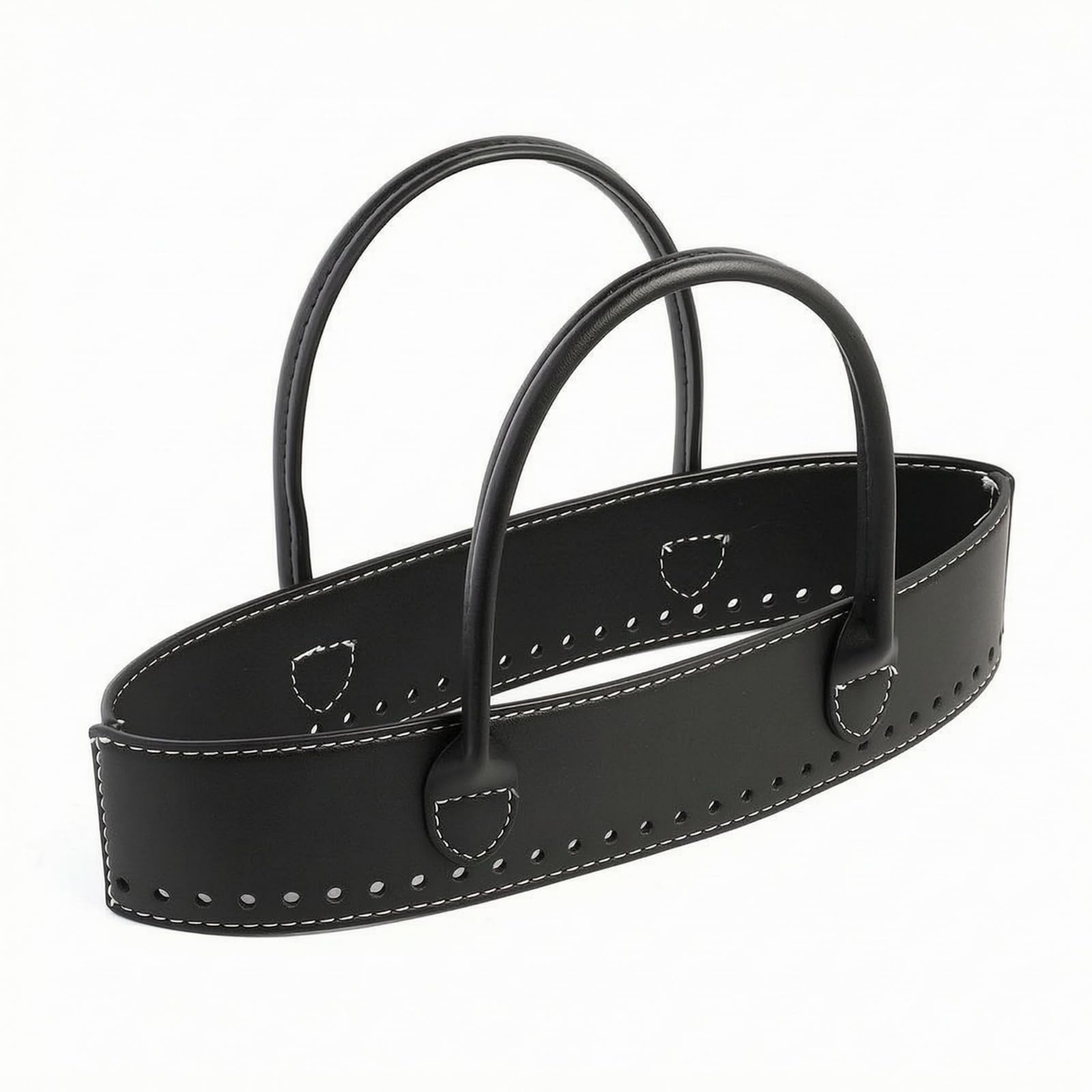 DIY Assembly Perforated Handle Panel Leather-Like Bag Handle Base, Black, Without Strap-image-28