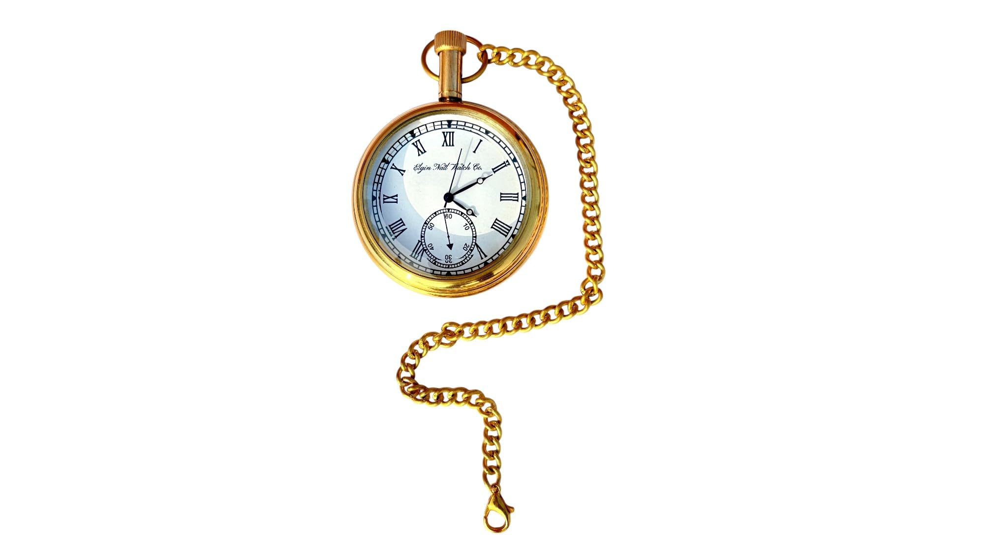 Vintage Style Golden Pocket Watch with Chain | Classic Roman Dial | Analog Pocket Watch for Men-image-23