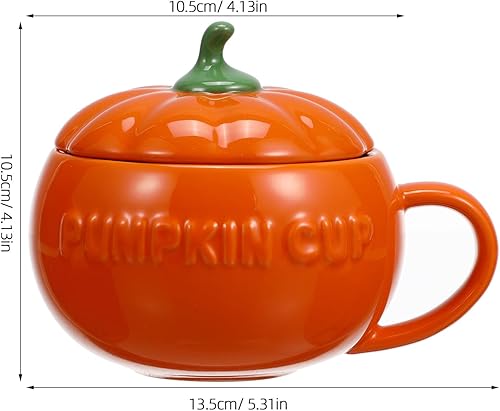 Miniatura 2 de Luxshiny Tazón de sopa de cerámica con forma de calabaza de porcelana, plato de postre de azúcar con tapa, vajilla de cerámica para Halloween