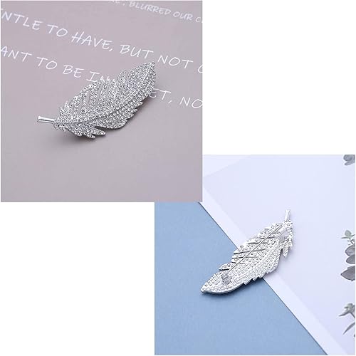 Miniatura 4 de Broche de plumas de diamantes de imitación, broche de hoja de cristal dorado, broches de plumas, pin de solapa, broches de hojas de diamante,