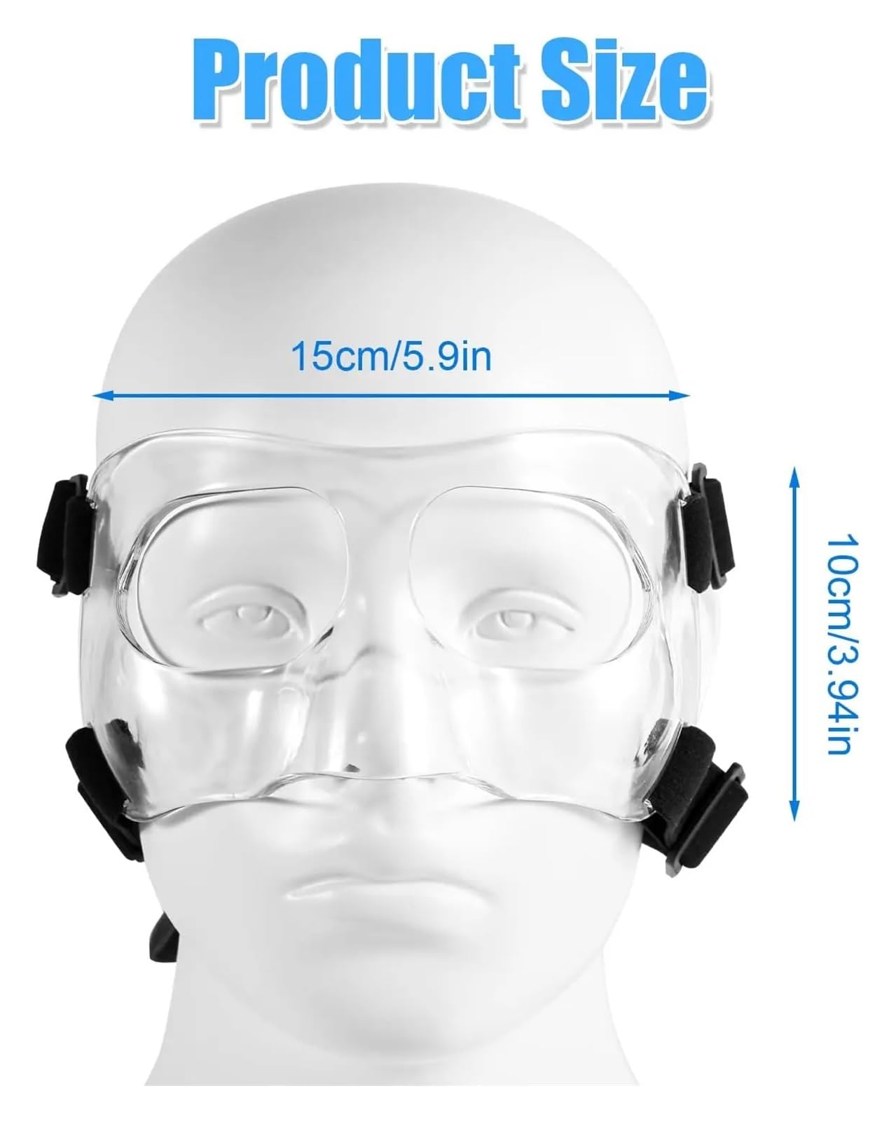 Máscara de Entrenamiento para Baloncesto Protector de Nariz Ajustable for Rota, máscara Deportiva protección Facial Transparente Transpirable for Baloncesto y fútbol