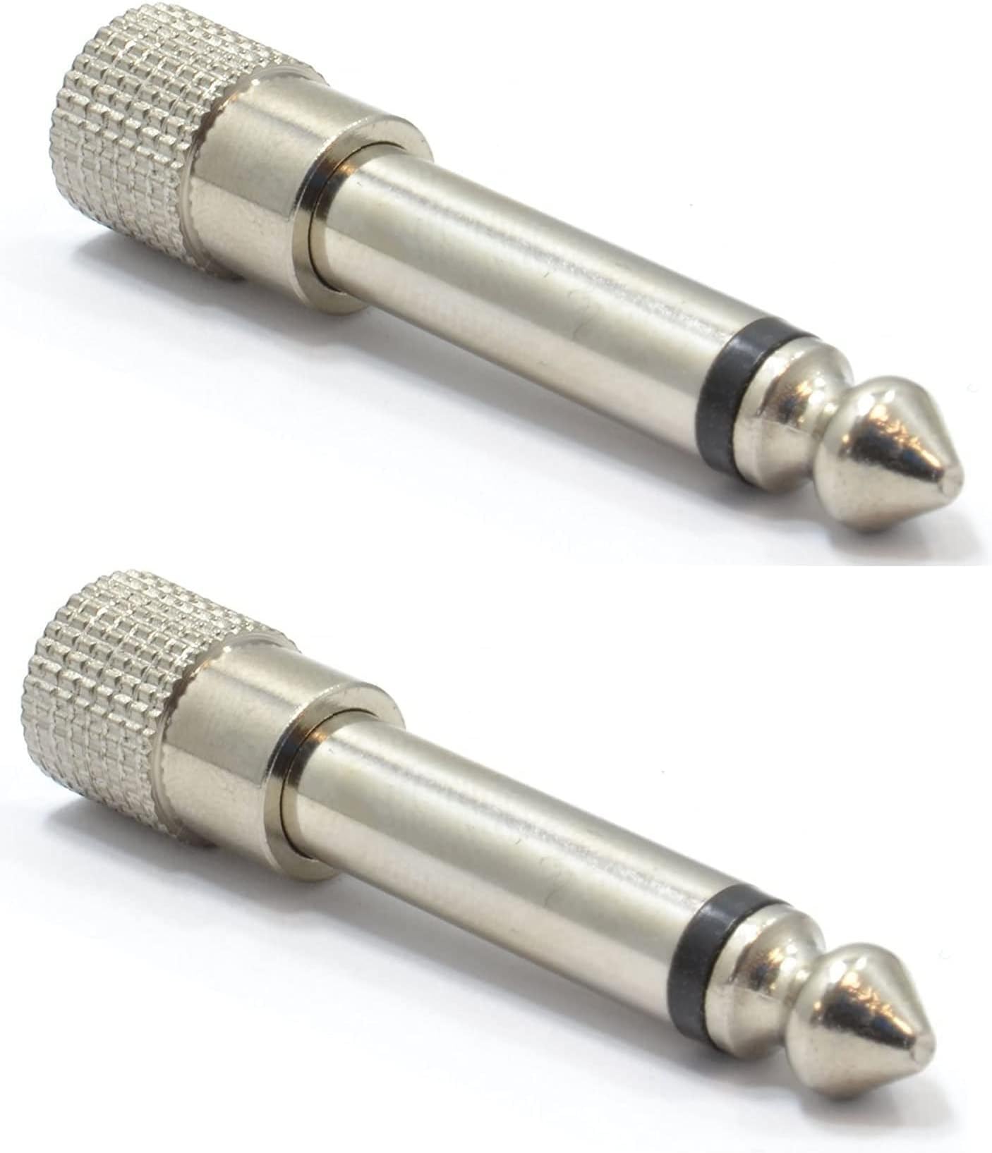 3.5Mm Stereo Female to 6.35Mm Mono Male Metal Coupler - 3.5 Mm Stereo Audio Jack Adapter Converter - Chrome Plated Connecter Plug