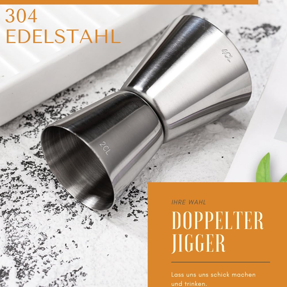 Cocktail-Messbecher 2/4 cl aus Edelstahl