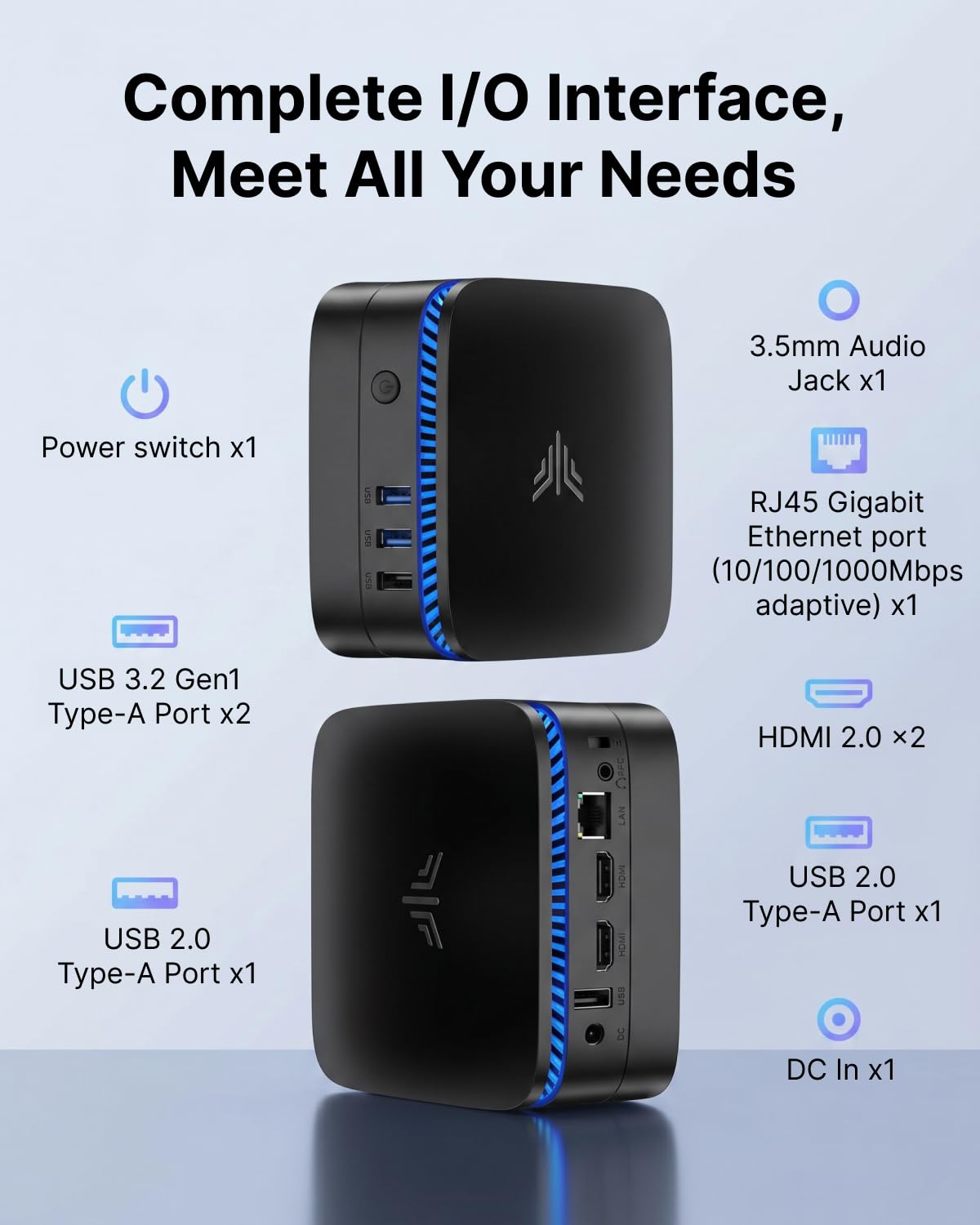 NiPoGi AK1PLUS Mini PC,Ιntel N5030,WIN-11 Pro,12GB RAM,256GB SSD | (hasta 3,1GHz),Mini Ordenadores para Escuela/Negocios/Hogar, WiFi 5,BT,LAN,HDMI Pantalla Doble 4K, 6W para un Ahorro Total