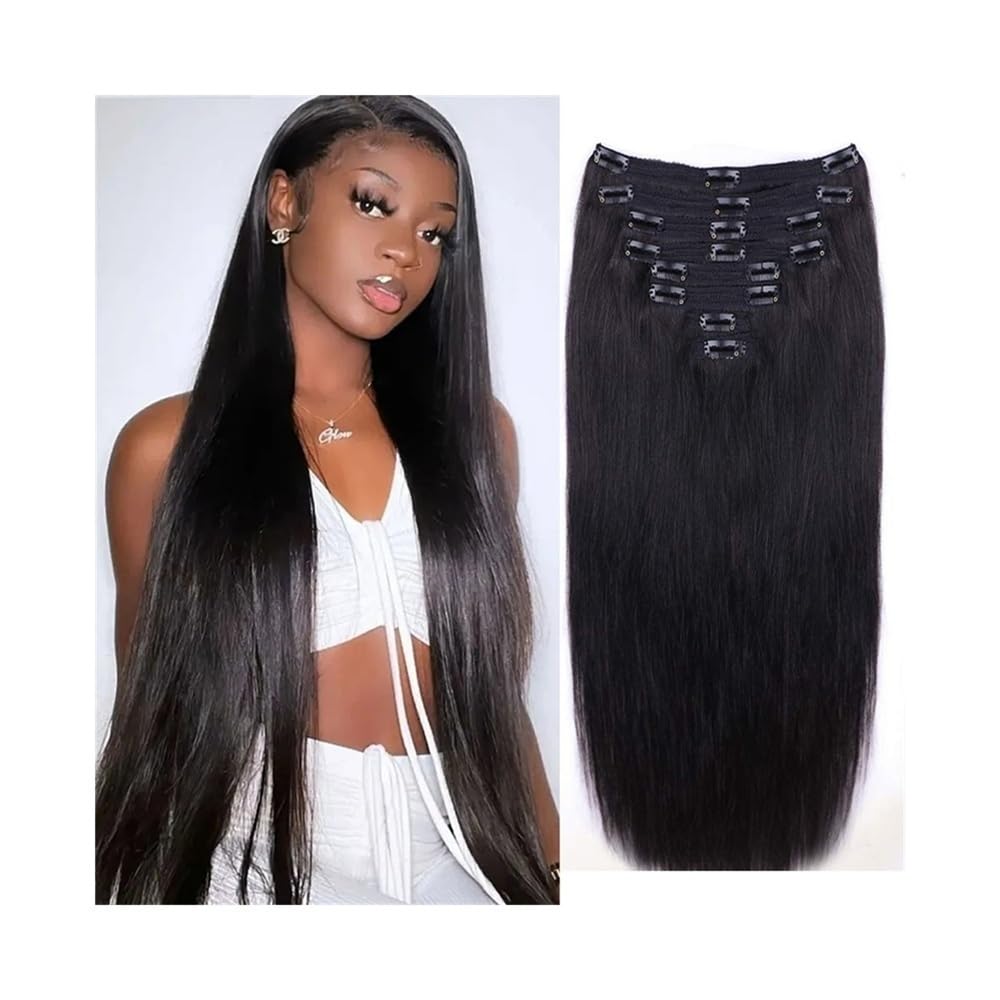Extensiones de cabello con clip de 8 piezas para melena larga y recta 8