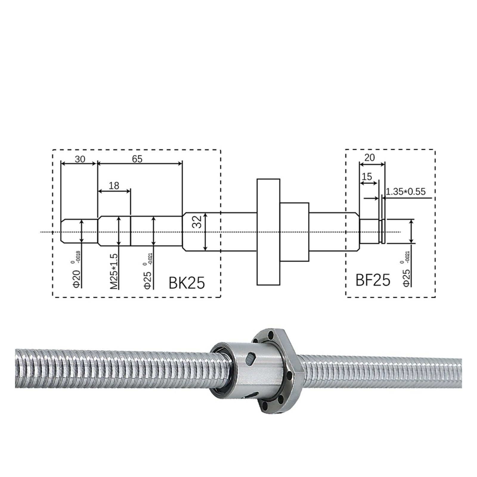 Vite a ricircolo di Sfere SFU/SSR/SCR 3210 3220 3232 Vite a ricircolo di Sfere R32 Passo 10 20 32 mm Dado a ricircolo di Sfere (0,001 mm/300 mm)(3220,400)