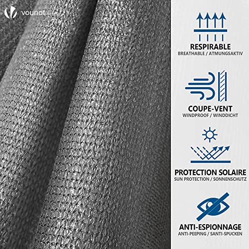 Image of VOUNOT Fence Screen 1.5 x 20 m, Privacy Fence 230 g /m HDPE Shade Net, Wind Protection, UV-Resistant, Tear-Resistant, with Holes and Cable Ties, Grey