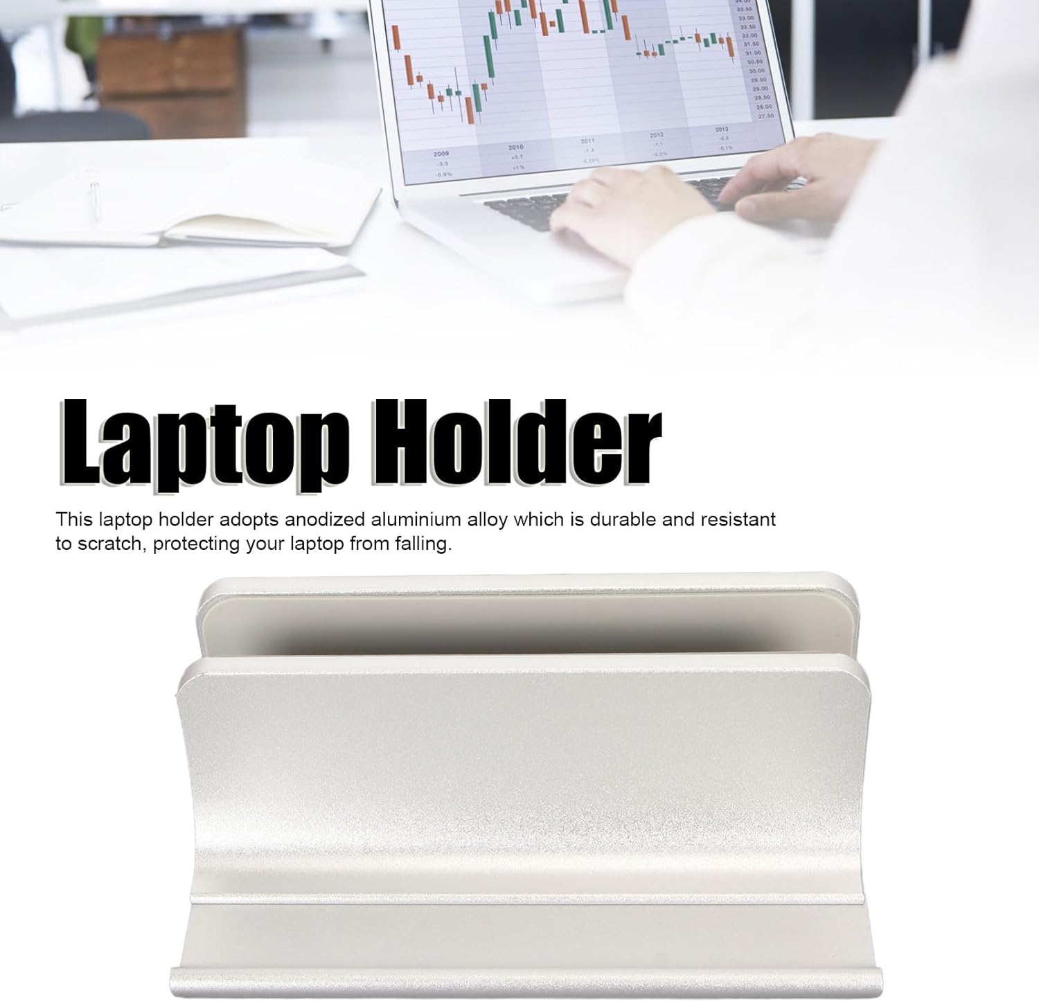 ASHATA Desktop Stand Holder with Dock, Vertical Laptop Stand, 3 in 1 Aluminium Alloy Size Space Saving Laptop Holder for Maximum 17.3in Laptop (Silver)