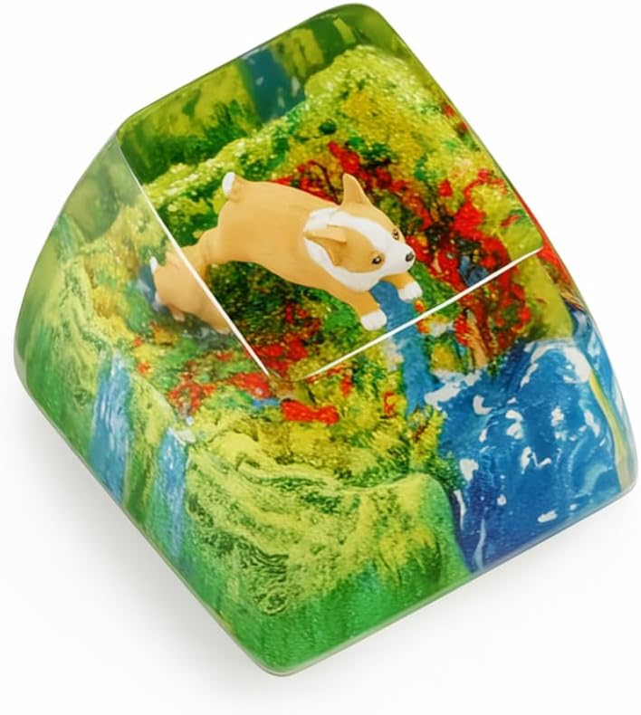 Mountain Waterfall - Artisan Keycap R1 SA Profile 1U ESC, Custom Resin Keycap for Mechanical Keyboard, Cherry MX Switch Compatible, Nature Lover Gift
