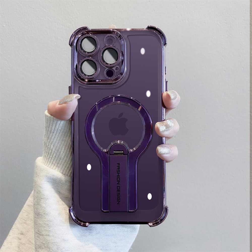 Składane etui magnetyczne do iPhone'a 17 16 15 14 13 12 Pro Max 17 Air 16 15 14 Plus, matowe, odporne na wstrząsy, z ładowaniem bezprzewodowym, fioletowe, do iPhone'a 17 Pro Max