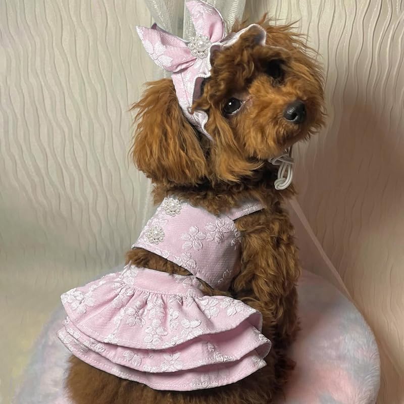 Vestido princesa para perro color rosa talla Large miniatura 2