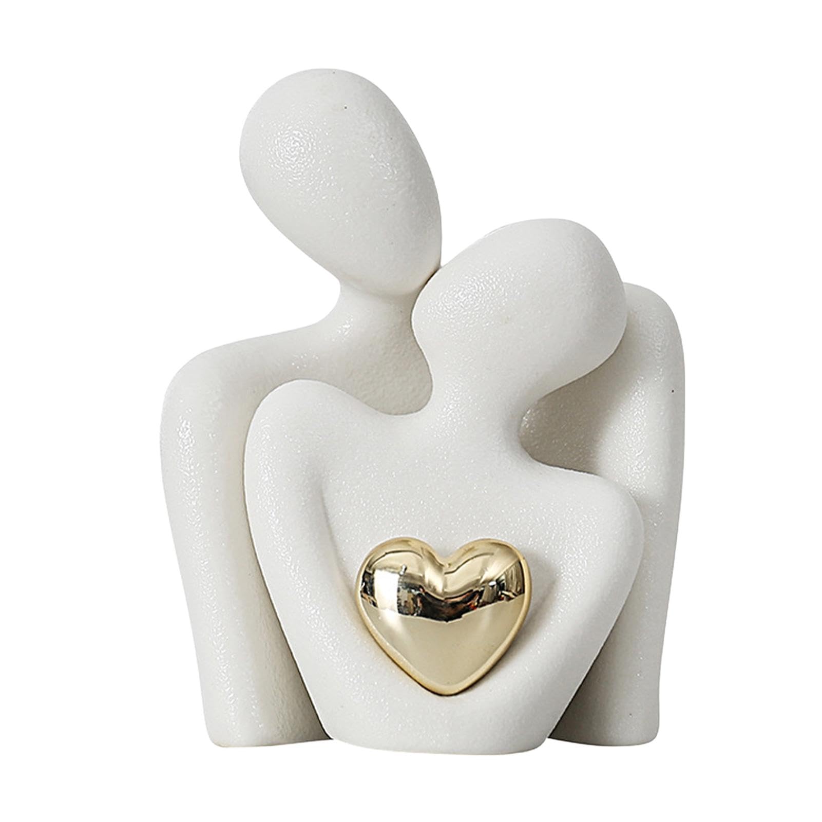 Emdvsco Love Couple Figurines Romantic Cuddling Couple Ceramic Sculpture Aesthetic Couple Home Statue Ornament For Living Room Bookshelf Entryway Decorations