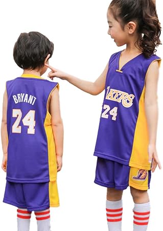 Boy Girl's Lakers # 24 kobe basketbal jersey pak, kinderen 2 stuks basketbal  uniform mouwloos T-shirt met V-hals en shorts set trainingspak sporswear :  Amazon.nl: Kleding, schoenen \u0026 sieraden