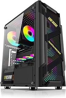 Amazon Basics – Mid-Tower Computer Case/Gaming Cabinet | Black | Supports ATX m-ATX ITX | USB 3.0 | 330mm GPU Support | 8 Fan Mounts (Fan not Included) | Black