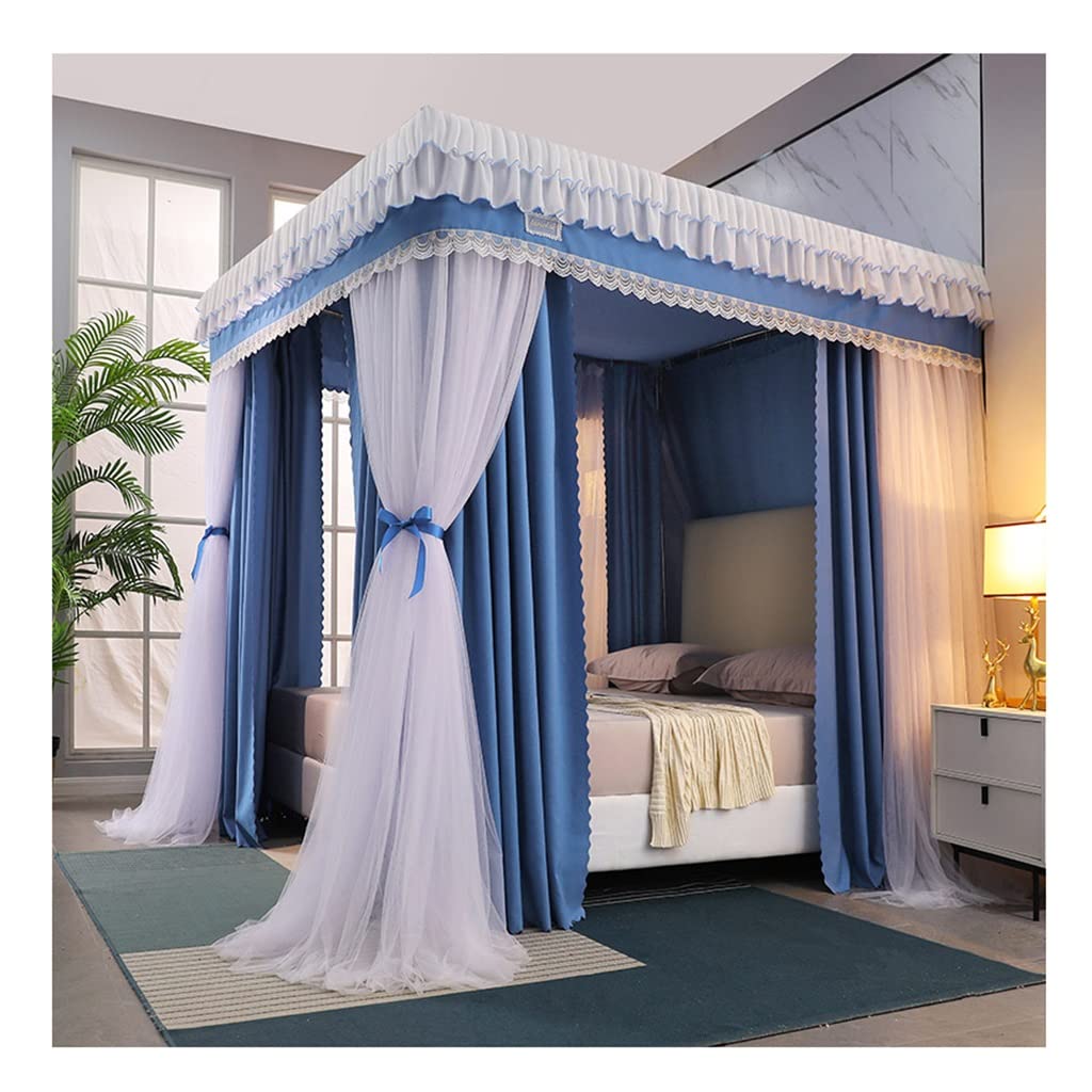 Auvent de lit à double lit en dentelle fine style princesse avec cadre métallique