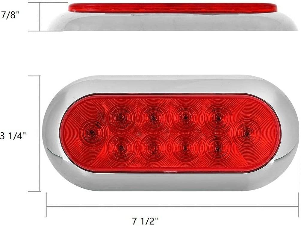 6X Red 6 Oval Trailer Lights 10 LED Truck Sealed Stop Turn Tail W/Grommet Plug - Foto 7