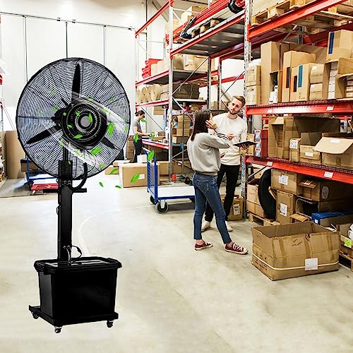 Ventilador Oscilante De Pedestal De Alta Resistencia De 26/30 Pulgadas, Nebulizador para Exteriores, De Alta Velocidad, para Patios, Talleres, Almacenes E Industria.