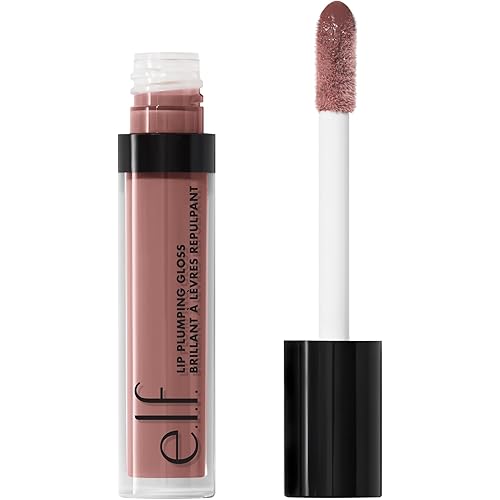 e.l.f. Lip Plumping Gloss, High-Shine Liquid Lip Color, Creates Fuller Lips & A Plumper Pout, Moisturizing Formula, Vegan & Cruelty-Free, Praline