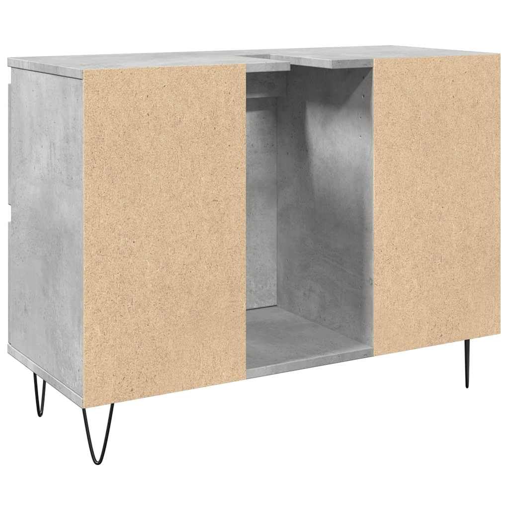Armario de baño gris hormigón 80x33x60cm madera ingeniería 4 cajones